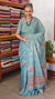 Aqua Blue Linen Tissue Saree with Hand Embroidery - JZ87