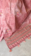 Dark Peach Linen Tissue Saree with Hand Embroidery - JZ87