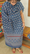 Maroon and Blue Cotton Suit with Ajrakh Dupatta