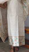 Cream and Gold Zari Striped Semi Silk Suit - CSU7 - D20