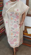 Cream and Gold Zari Striped Semi Silk Suit - D21