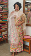 Mustard Yellow Floral Printed cotton suit with Kota Doria Dupatta
