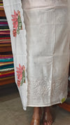 Ivory White Muslin Suit with Applique Work