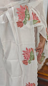 Ivory White Muslin Suit with Applique Work