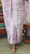 Lavender Muslin Suit with Applique Work