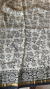 Mustard Black and Cream Chanderi Silk Saree - MK58