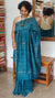 Indigo Teal Block Printed Chanderi Silk Saree - MK58