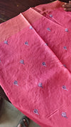 Rosy Pink Embroidered Lined Noel Tussar Silk Saree