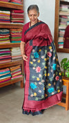Deep Maroon Desi Tussar Kalamkari Saree - V9AC