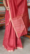Burnt Peach Chanderi Tussar Silk Saree - ANX19