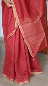 Burnt Peach Chanderi Tussar Silk Saree - ANX19