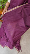 Plum shade Chanderi Tussar Silk Saree - ANX19