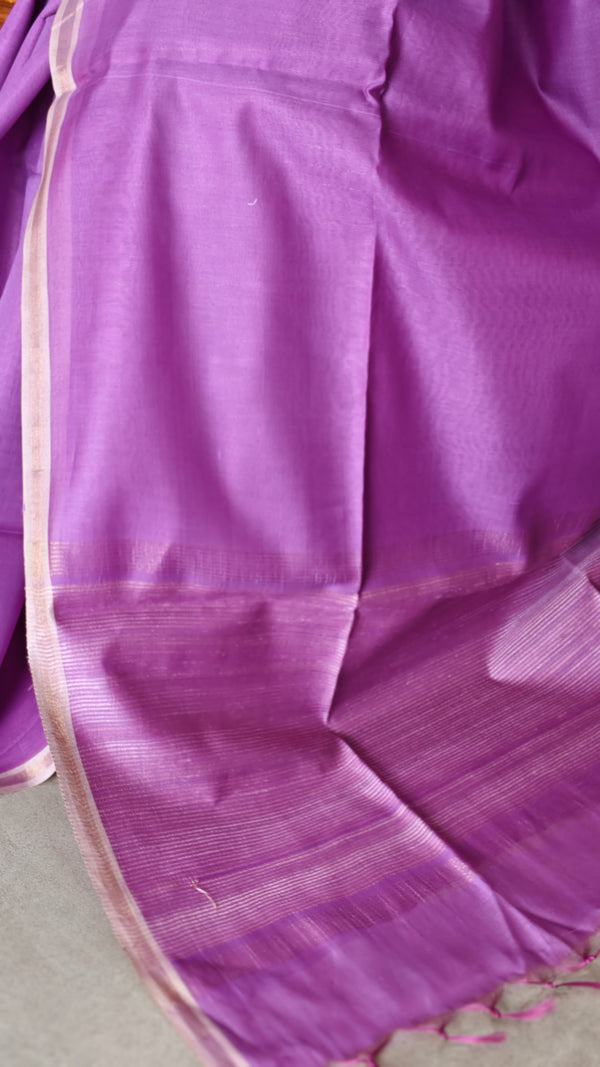 Lilac Chanderi Tussar Silk Saree - ANX19