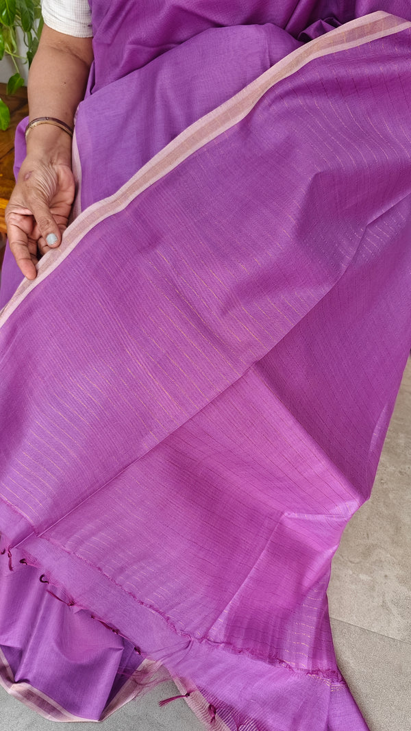 Lilac Chanderi Tussar Silk Saree - ANX19