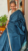 Azure Blue Chanderi Tussar Silk Saree - ANX19