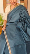 Azure Blue Chanderi Tussar Silk Saree - ANX19
