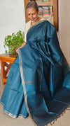 Classic Blue Chanderi Tussar Silk Saree - ANX19 - 2