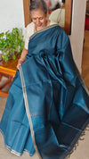Classic Blue Chanderi Tussar Silk Saree - ANX19 - 2