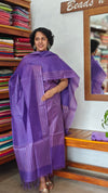 Purple Woven Noel Tussar Silk Suit - MNT4