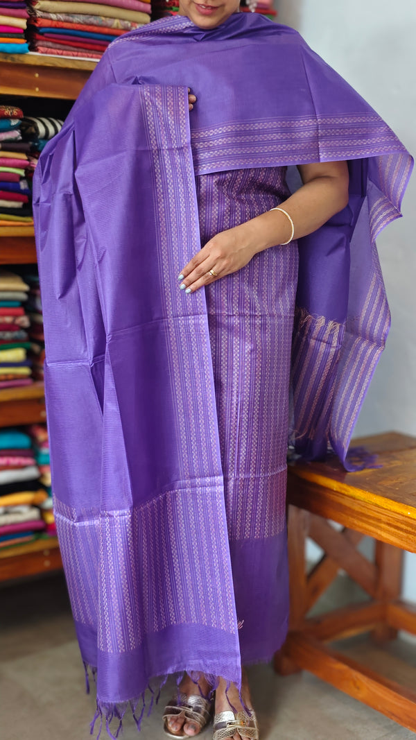 Purple Woven Noel Tussar Silk Suit - MNT4