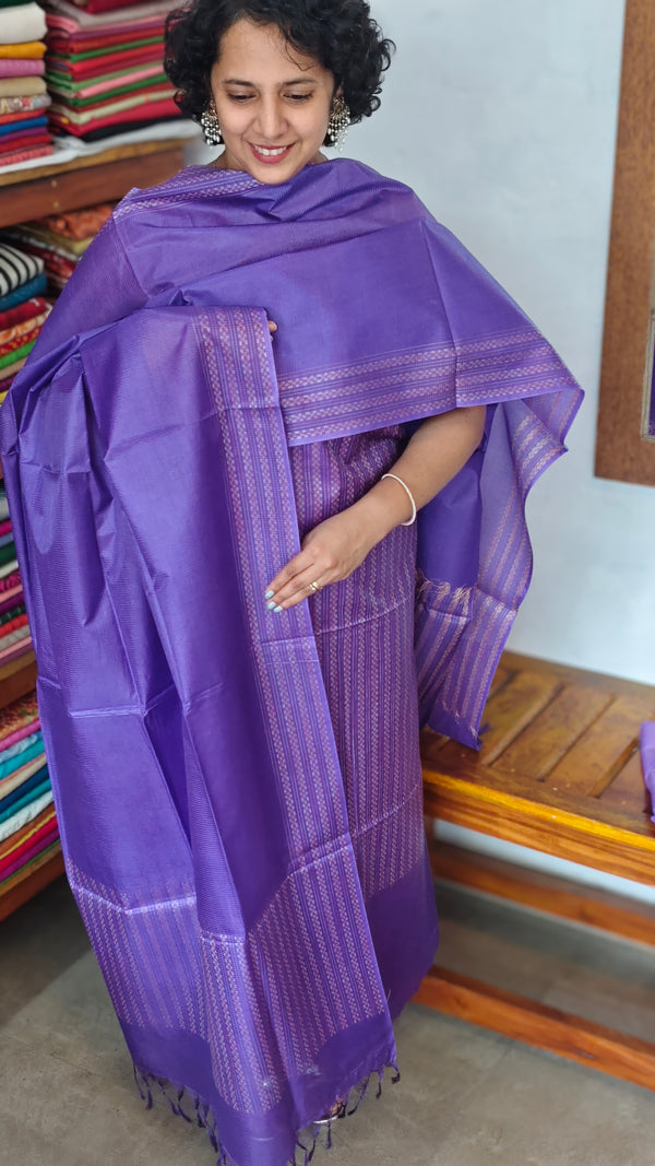 Purple Woven Noel Tussar Silk Suit - MNT4