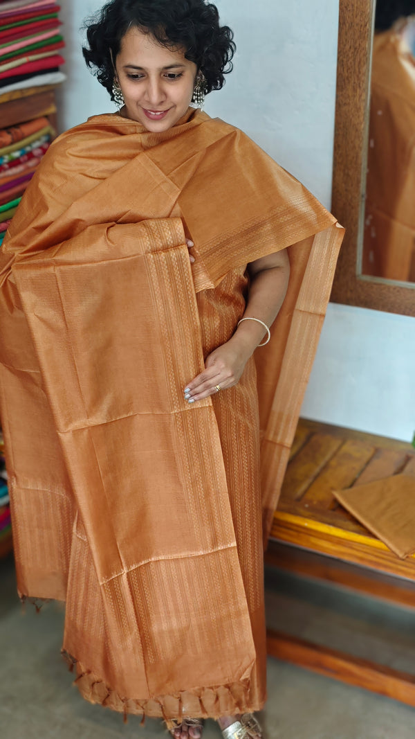 Mustard Woven Noel Tussar Silk Suit - MNT4