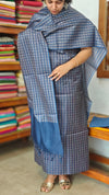 Classic Blue Woven Noel Tussar Silk Suit - MNT4
