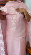 Pink Net Kota Suit with Applique Work - 84D3
