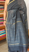 Black Block Printed Chanderi Silk Saree - MK58