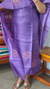 Violet Embroidered Tussar Silk Suit - VW32