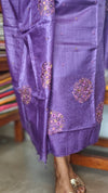 Violet Embroidered Tussar Silk Suit - VW32