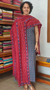 Indigo and Maroon Ajrakh Printed Cotton Suit