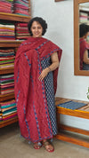 Indigo and Maroon Ajrakh Printed Cotton Suit - B