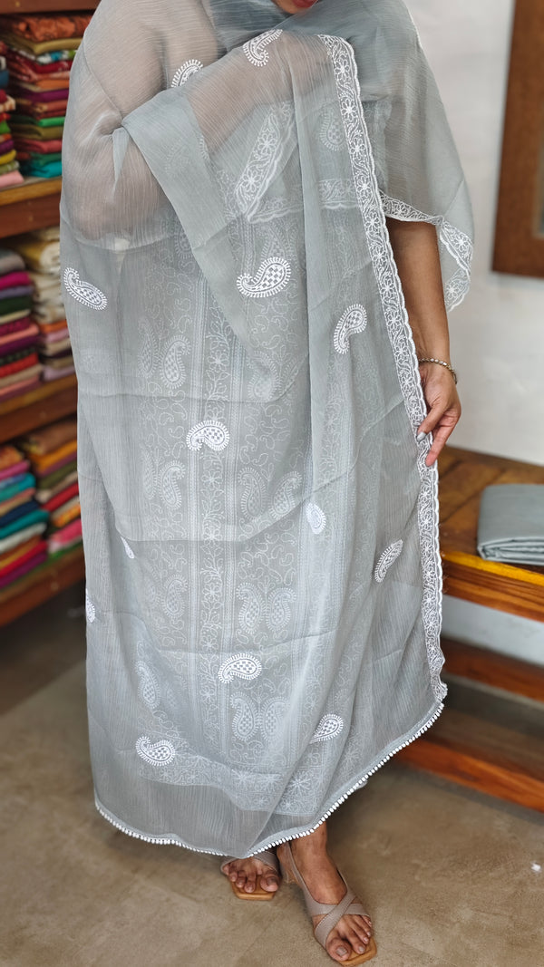 Grey Georgette Suit with Chikankari style Embroidery - 70912