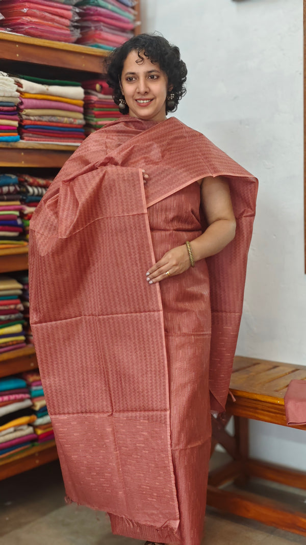 Terracotta brown Woven Noel Tussar Silk Suit - MNT4