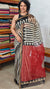 Black and off white Block Printed Kota Doria Saree - SQ39