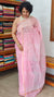 Light Pink Block Printed Kota Doria Saree - SQ39