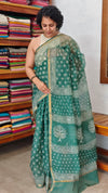 Green Block Printed Kota Doria Saree - SQ39