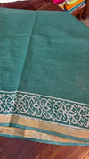 Green Block Printed Kota Doria Saree - SQ39