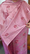 Pink Semi Tussar Suit with Cross Stitch Embroidery - MTV6