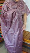 Purple Semi Tussar Suit with Cross Stitch Embroidery - MTV6