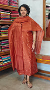 Rust Orange Woven Semi Silk Suit - EW79