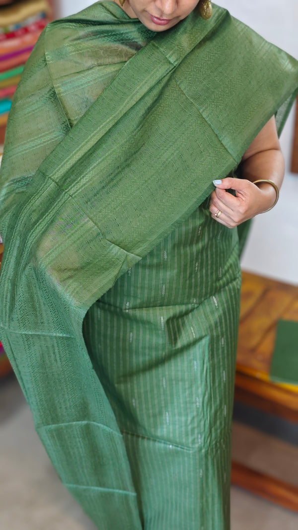 Green Woven Semi Silk Suit - EW79