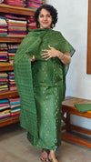 Green Woven Semi Silk Suit - EW79 - B