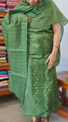 Green Woven Semi Silk Suit - EW79 - B