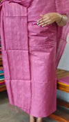 Pink Woven Semi Silk Suit - EW79