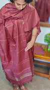 Dusty Maroon Noel Tussar silk suit with Zari Weaving - H834