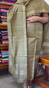 Olive Green Noel Tussar Silk Suit with Zari weaving - H834