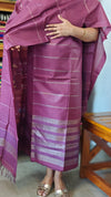 Wine Noel Tussar Silk Suit with Zari Weaving - H834