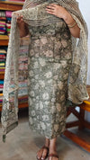 Pine Green Block Printed Kota Doria Suit - GD331